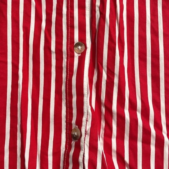 MAEVE “Kiana” red and white striped tie waist button down dress - Picture 4 of 9